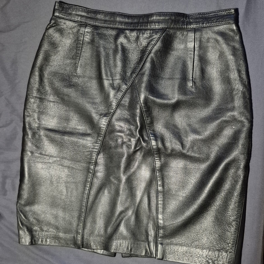 Vintage Black Leather Skirt Size Large